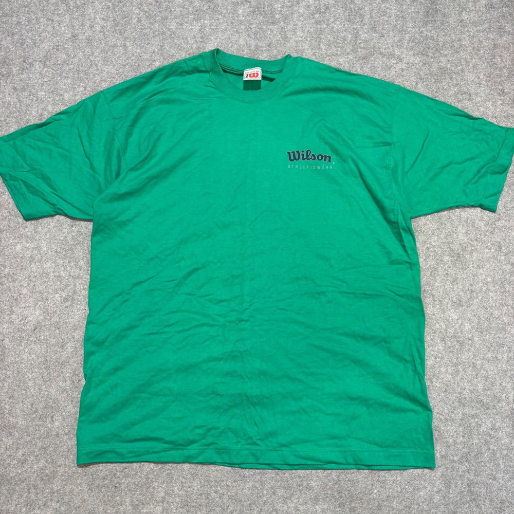 Wilson Athleticwear Mens Green Short Sleeve Logo T-Shirt XXL 100% Cotton